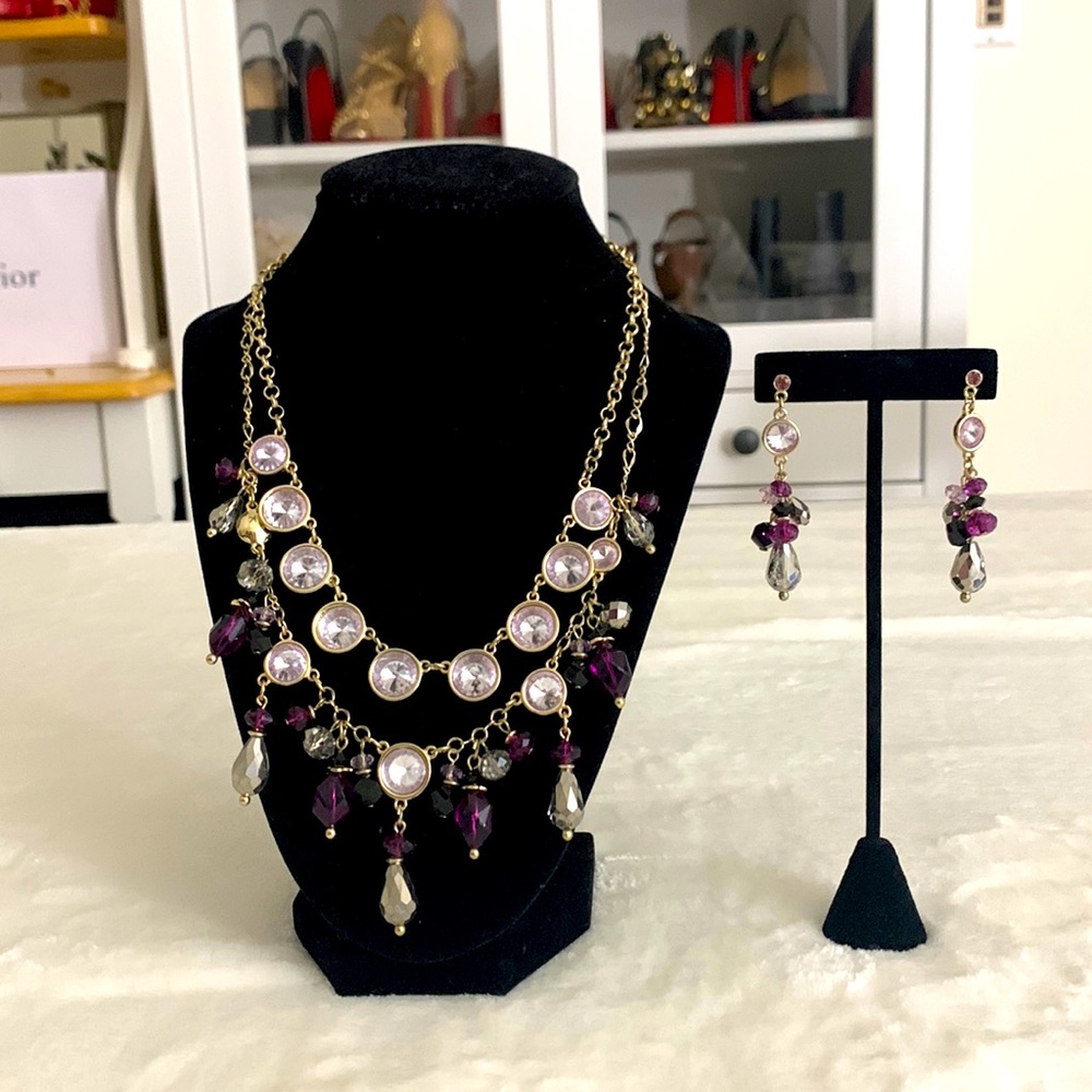 White House Black Market Double Layered Necklace and earrings